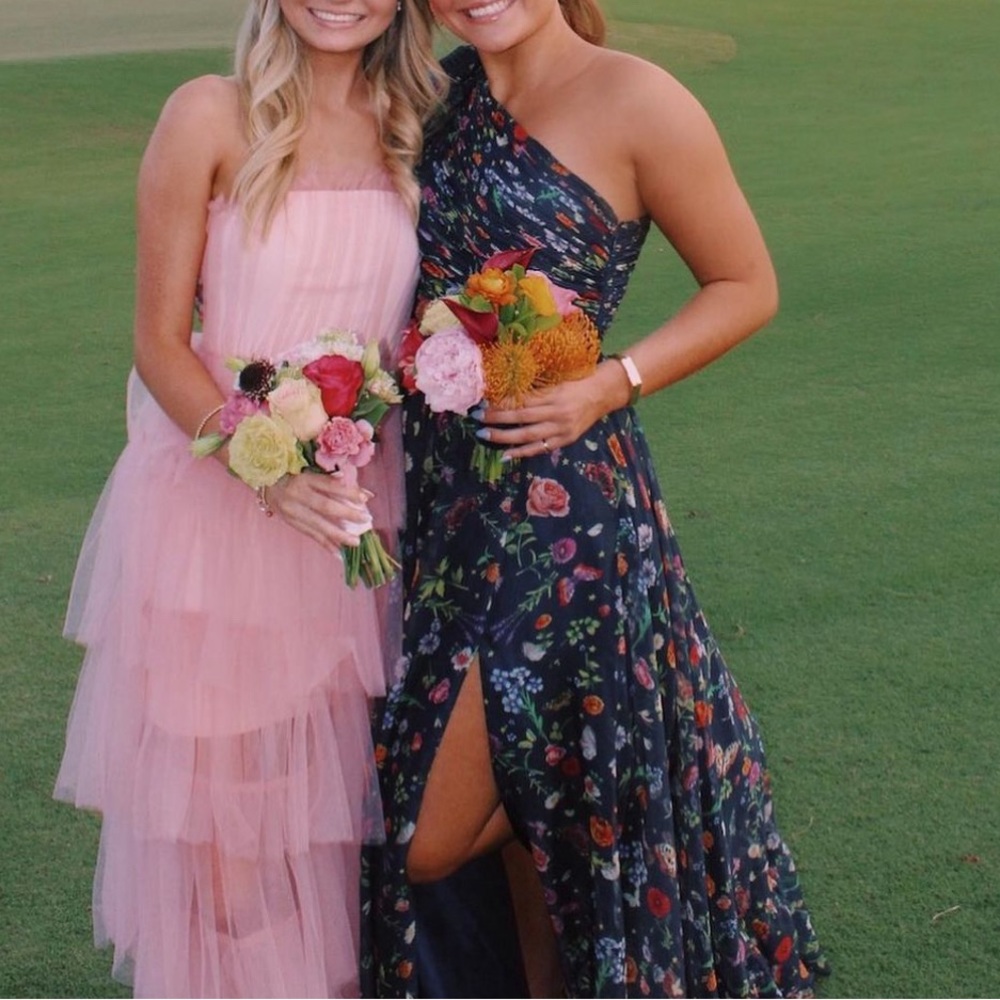 Mac Duggar One shoulder cutout gown